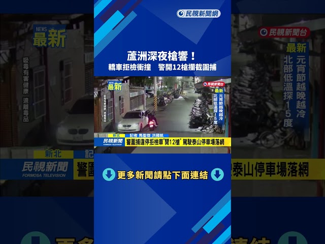 蘆洲深夜槍響！　轎車拒檢衝撞　警開12槍攔截圍捕－民視新聞