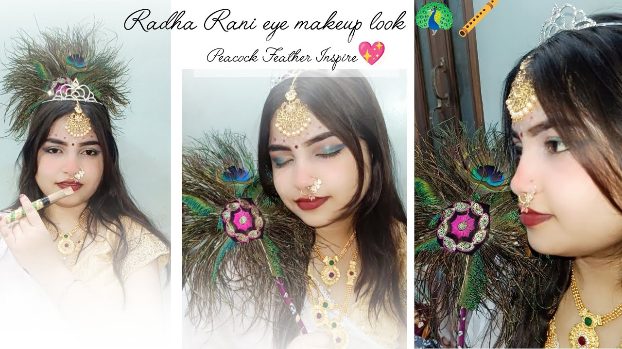 ✨ Radha Rani Eye Makeup Look ✨ | Peacock Feather Inspired  💖