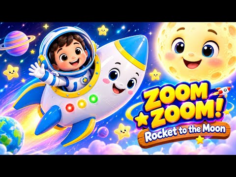 Zoom Zoom Rocket to the Moon | Space Adventure Nursery Rhyme for Kids | Kids Songs @AM Junior TV.