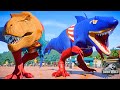 CAPTAIN AMERICA KING SHARK vs. Big Superhero Dinosaurs Battle in Jurassic World