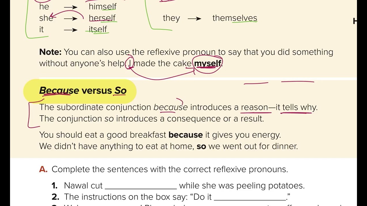 لغة انجيلزية - ثالث متوسط - الترم الاول (شرح قاعدة 🌟) Reflexive pronouns