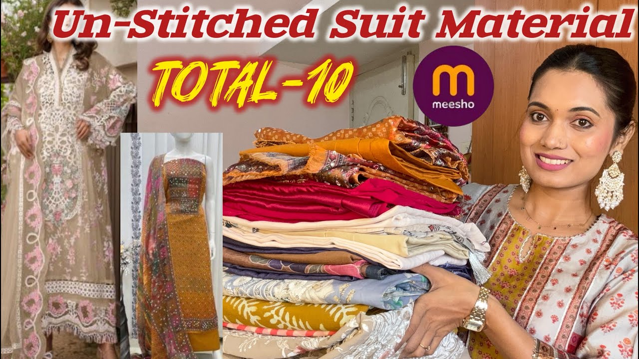 Meesho Unstitched Dress Material Haul | 10 Affordable & Stylish Suits Under ₹1500 