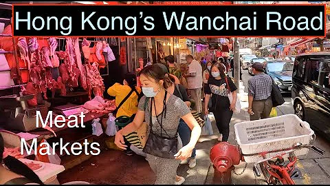 [4K] Walking Hong Kong: Wanchai Road - MEAT MARKETS!