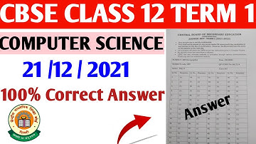 CBSE class 12 Computer Science 2021|SSJ/1|Term 1 class 12paper |class 12th  paper solution#cbse