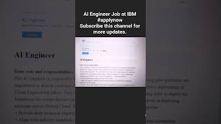 $100K+ AI Engineer Job at IBM |Work With Hybrid Cloud ☁️ #job #jobsearch #freshers #shorts #trending