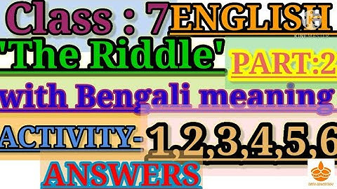 #sbsn education# class 7 English textbook  2.THE RIDDLE