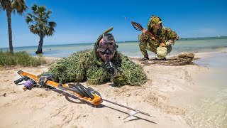 Military GHILLIE SUIT Underwater Spearfishing Experiment!! (will they see us?)