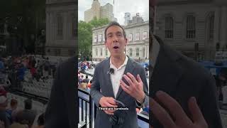 ABC News' Aaron Katersky soaks up atmosphere as fans celebrate the New York Knicks' NBA Finals win