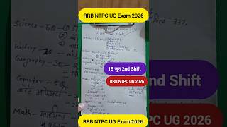 RRB NTPC UG 15 June 2026 2nd Shift Paper Analysis | Today Exam Review #rrbntpc #2026