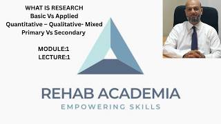 Understanding Research : Basic, Applied, Qualitative & Quantitative: Module 1, Lecture 1