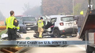 Thursday car crash near Holmen involving dump truck, two passenger vehicles leaves one dead