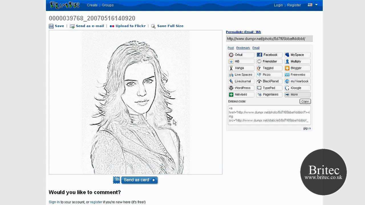 Online Pencil Sketch Drawing Tool To draw Pencil Portrait by Britec 