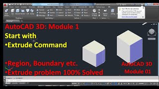 AutoCAD 3D Module 01: Basic of AutoCAD 3D Tutorial with Extrude Command, Extrude problem solved? by Knowledge World Express 56 views 2 years ago 3 minutes, 57 seconds