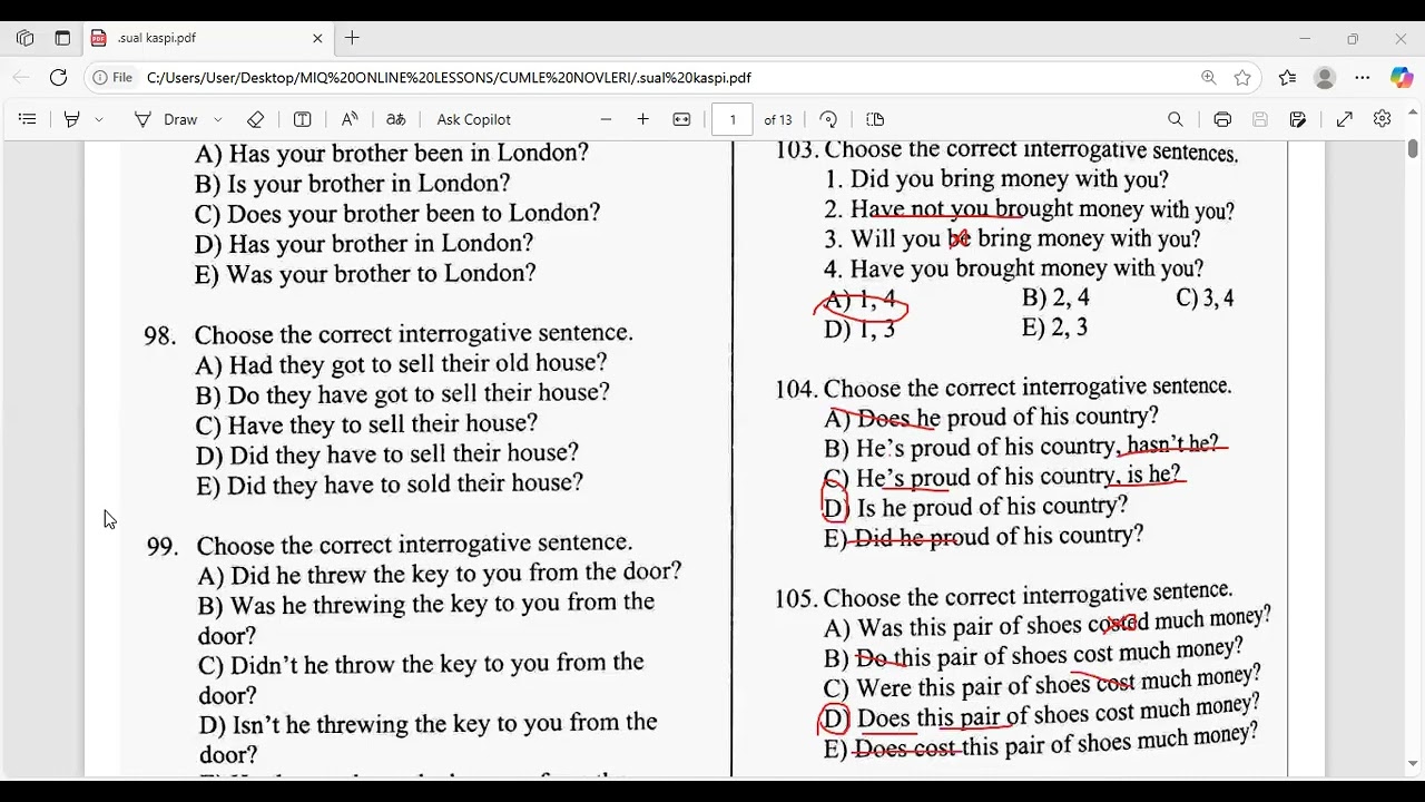 Interrogative Sentences Kaspi Izah