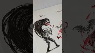 ✨️ Stickman Drawing with Venom and Vampire ✨️ #stickman #howtodraw #drawing #fyp #venom  #vampire