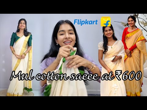 Affordable Mul cotton sarees at just ₹600 😱 worth or not ? Asvi Malayalam