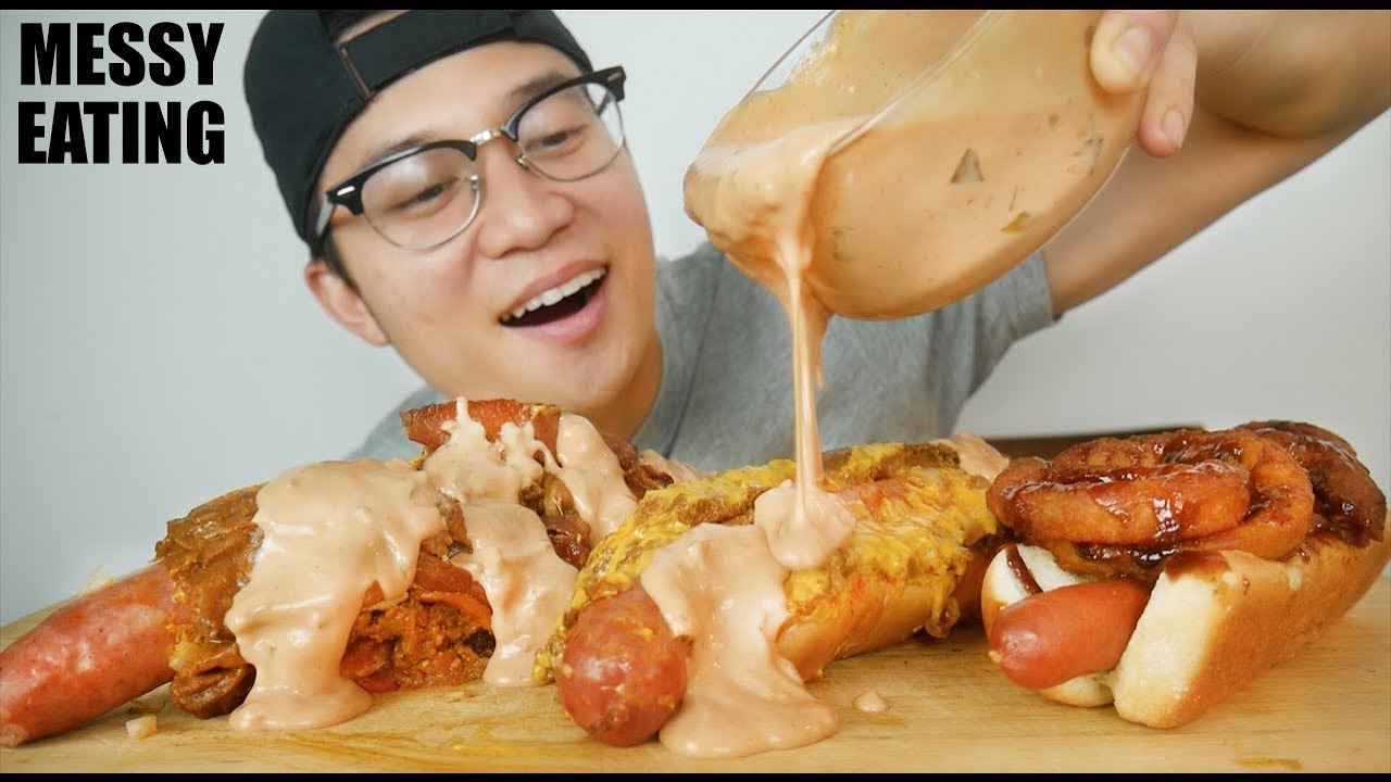 ANIMAL STYLE CHILI CHEESE HOT DOG MUKBANG *MESSY EATING* EATING SHOW