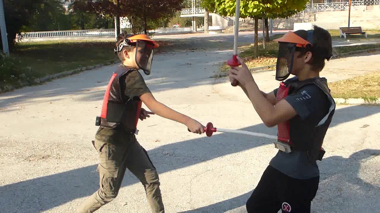 Electronic Multiplayer LARP game with swords