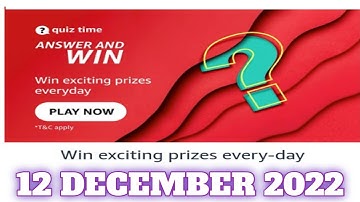 Amazon Funzone Quiz Answers Today|12 December 2022 | Daily Quiz Time