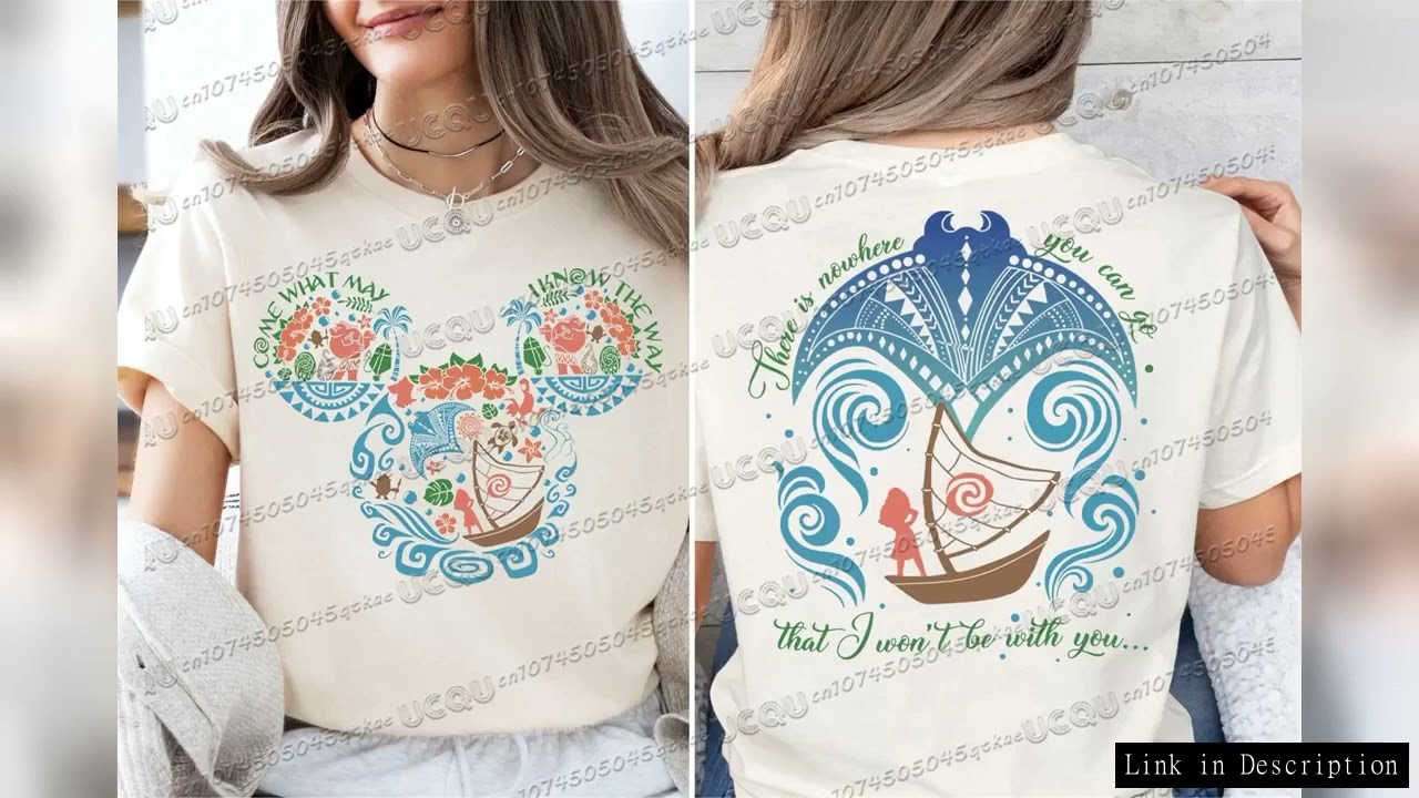 Disney Mickey Mouse Ears Moana T-shirt Come What May I Know the Way Tee Summer Women's Leisure Vacat