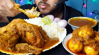 Spicy Whole Chicken Curry, Oily Egg Curry Eating With Basmati Rice | Eating Show |  @BhukkhadBoy