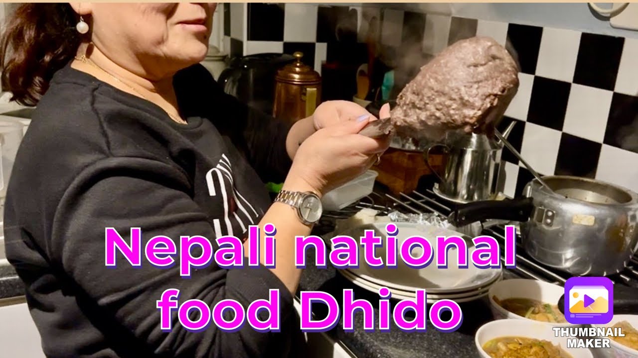 Nepali national food Dhido and local chicken soup 