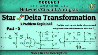 Star ⇆ Delta Transform Part 5 1 Problems Explained Network/Circuit Analysis 3rd Sem ECE VTU