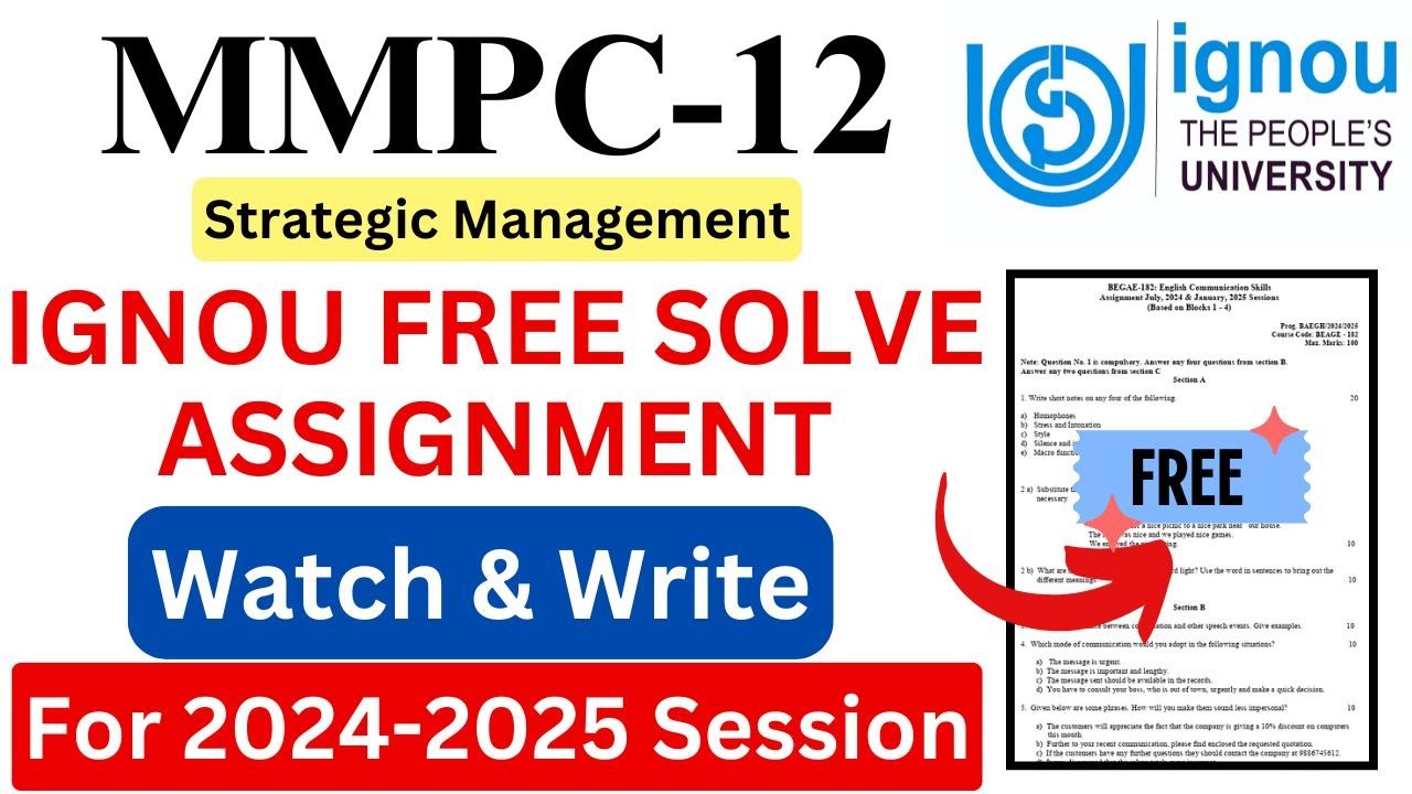 IGNOU MMPC-12 Solve Assignment 2024-2025 Download | IGNOU Free Assignment Download 2025 | 