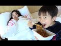 Black noodle Pretend play cooking for kids toys こっそり焼きそばを食べる？ おゆうぎ こうくんねみちゃん