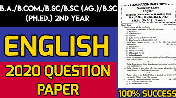 2020 QUESTION PAPER|| ENGLISH || B.A/B.COM/B.Sc /B.Sc (Ag)/B.Sc (Ph.Ed) 2nd year||Foundation course