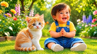 Funny Baby Moments with Cat | Non Stop Laughing and Giggles | Learn Cat Species 