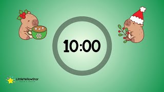 Capybara Christmas – 10 Minutes Countdown Timer With Cute Christmas Music | Holiday Classroom Timer