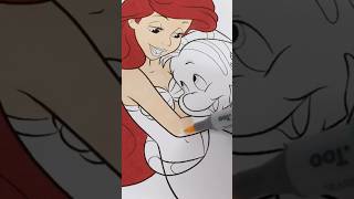 Coloring Disney Princess Ariel with Flounder Hug #coloring #disney #ariel #flounder #disneyprincess