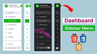 Famous Responsive Side Navigation Menu Bar Using HTML CSS & JavaScript | Dashboard Navigation Menu Bar Wealth