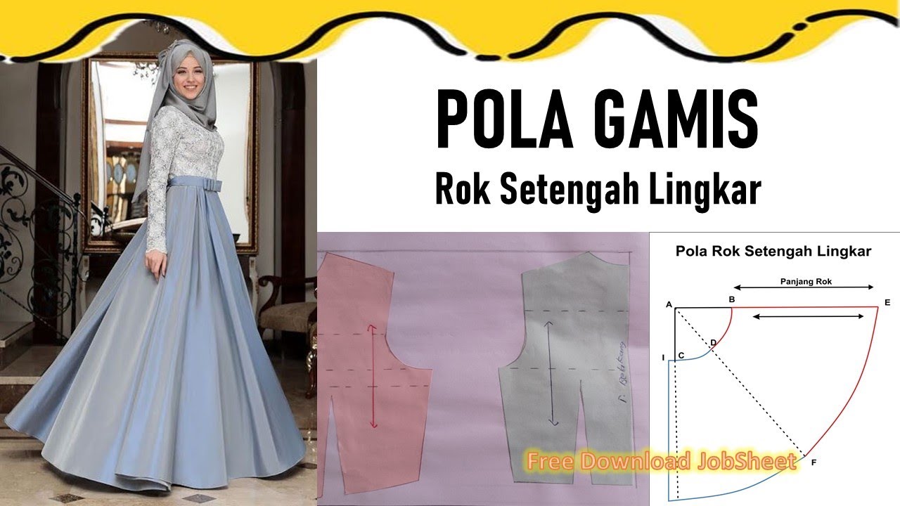 Tutorial Membuat Pola Gamis Rok Lingkar Skala 1 : 4 || Video ...