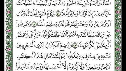 مقطع من سورة الكهف الآيات ٤٦-٤٧-٤٨-٤٩.