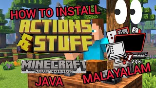 HOW TO INSTALL ACTIONS AND STUFF IN JAVA EDITION MALAYALAM mod Tlauncher  #minecraft#actions & stuff