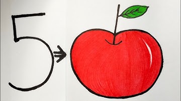 Cách vẽ quả táo độc mà nàng Bạch Tuyết ăn phải từ con số 5/How to draw an apple from number 5