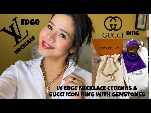 LV EDGE NECKLACE CADENAS & GUCCI ICON RING W/ GEMSTONES 