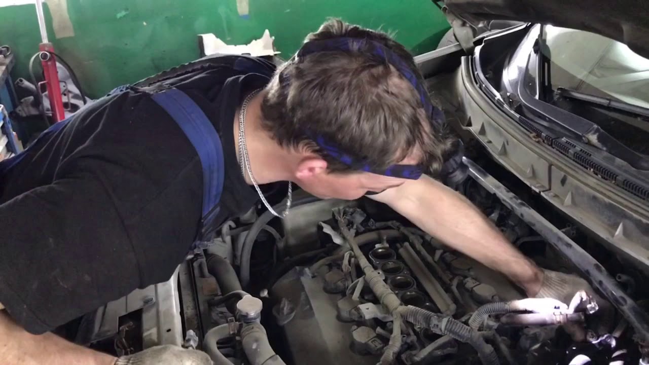 Замена помпы и ремня грм Митсубиси Аутлендер V6. - YouTube