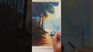 60 Sec Sunrise Lake Tutorial | acrylic painting