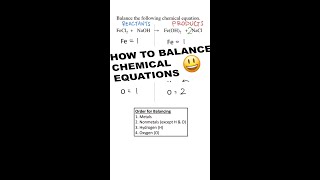 How to Balance Chemical Equations #chemistry #homework FAST #shorts