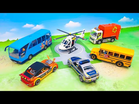 Toy Police Helicopter Rescues Little Boy with puppy - Cartoon for Kids