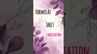 Gravitation Formula Sheet #shorts #neet #jee #physics