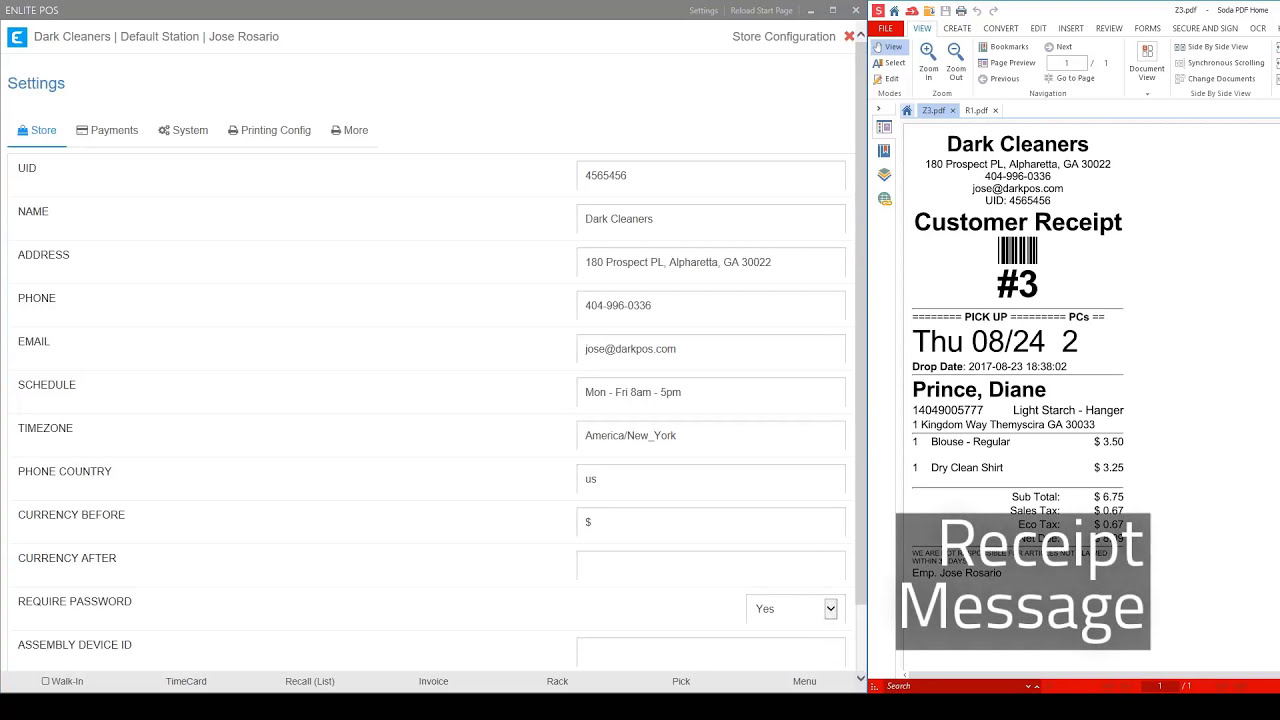 Configuration and Printouts | Enlite POS  | Dry Cleaning Software