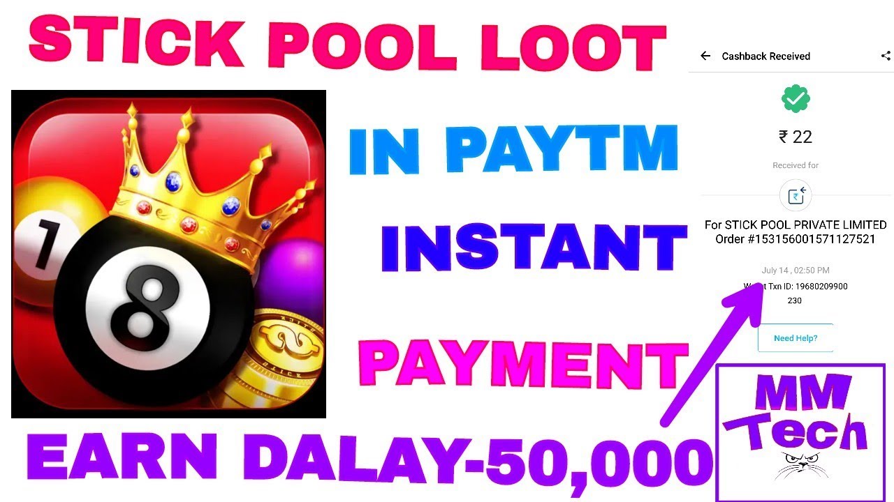 (loot loot)stick pool club game|| instant payment|| Earn Daily -50,000 paytm cash||