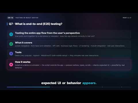 End-to-End Testing, Detox & Testing Promises | React Native Interview (13.3)