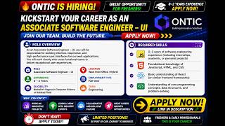 ONTIC Hiring Associate Software Engineer – UI 🔥| Freshers & 0–2 Years Experience | Apply Now