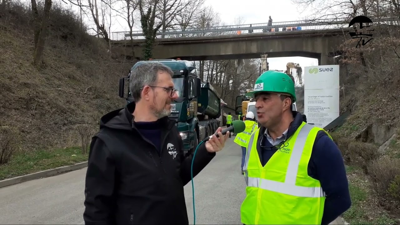⁣Destruction d'un pont endommagé sur le site Borde-Matin