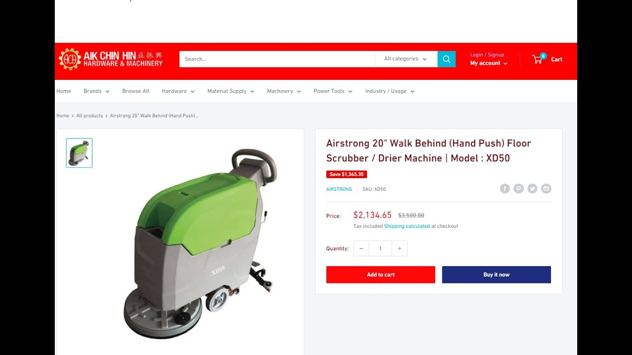 Airstrong Hand Push Floor Scrubber with Vacuum XD50